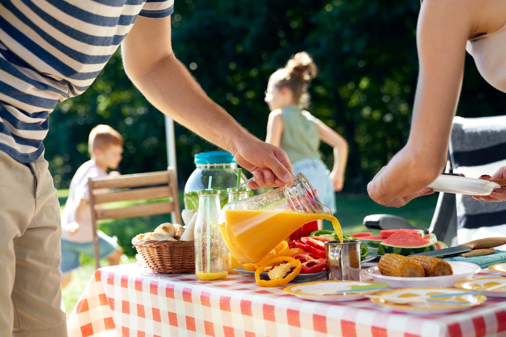 Carefree time of family spending time on camping